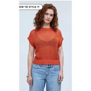 Madewell Womens $72 Open Stitch Sweater Tee Dark Copper Size S NO982